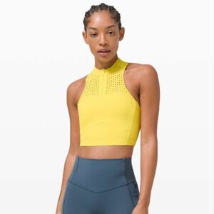 Lululemon Unleashed Strength Bra Medium Support Yellow Serpentine Zipper Sz 10